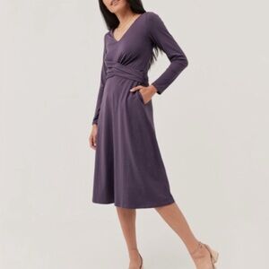Pact Revive Wrap Front Midi Dress in Currant